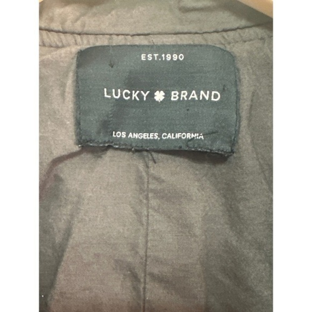 Lucky Brand Quilted Jacket Dark Gray Mock Neck Zip Pockets Women M - Picture 4 of 6